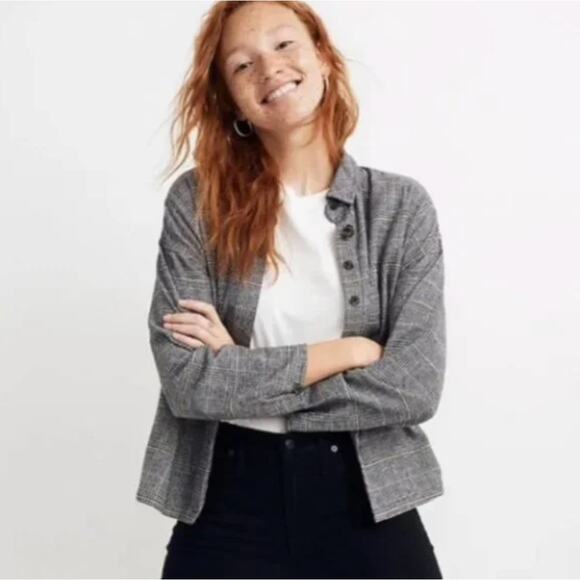 MADEWELL Flannel Bromley Shirt Ronan Plaid Gray Sz XL {3U28} - Picture 1 of 7